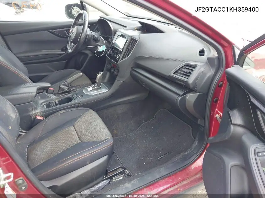 2019 Subaru Crosstrek 2.0I Premium VIN: JF2GTACC1KH359400 Lot: 42628437