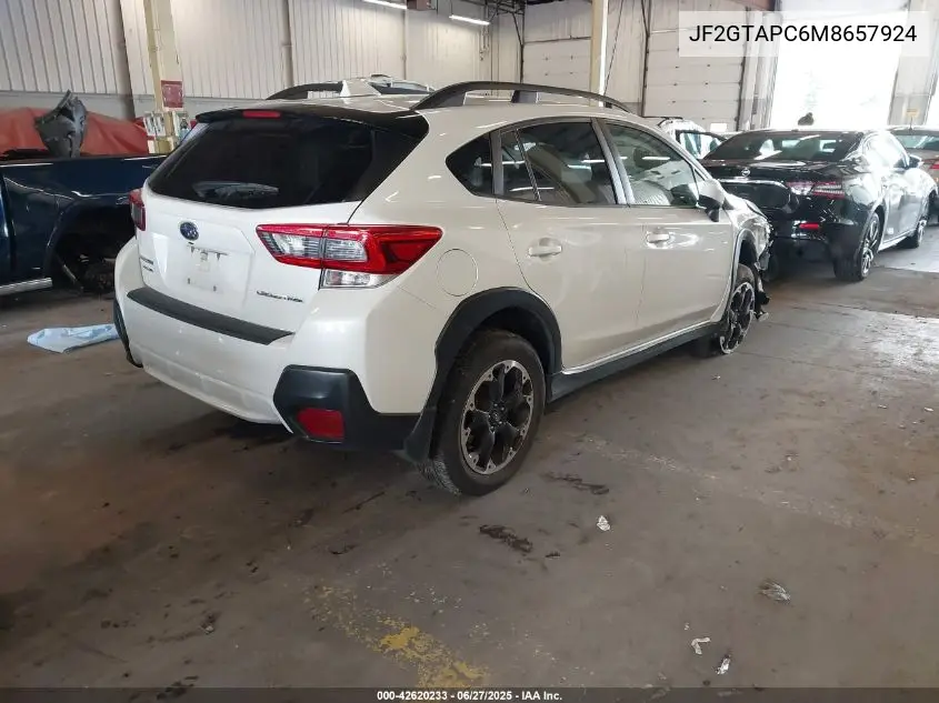 2021 Subaru Crosstrek Premium VIN: JF2GTAPC6M8657924 Lot: 42620233