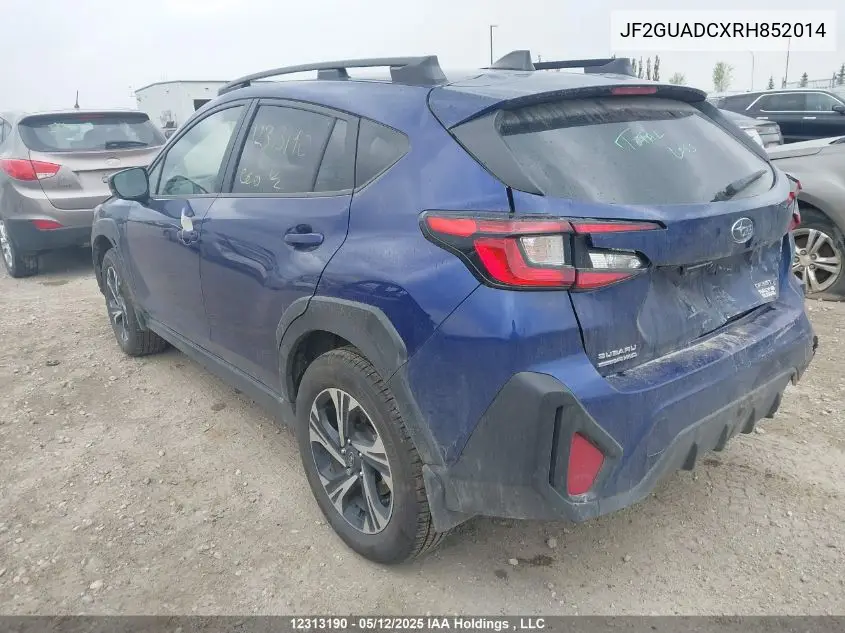 2024 Subaru Crosstrek Touring VIN: JF2GUADCXRH852014 Lot: 12313190