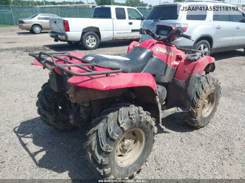 2005 Suzuki Lt-A700 Xk5 VIN: JSAAP41A552118193 Lot: 42582917