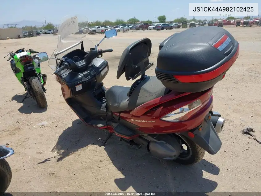 2008 Suzuki An400 VIN: JS1CK44A982102425 Lot: 42437900