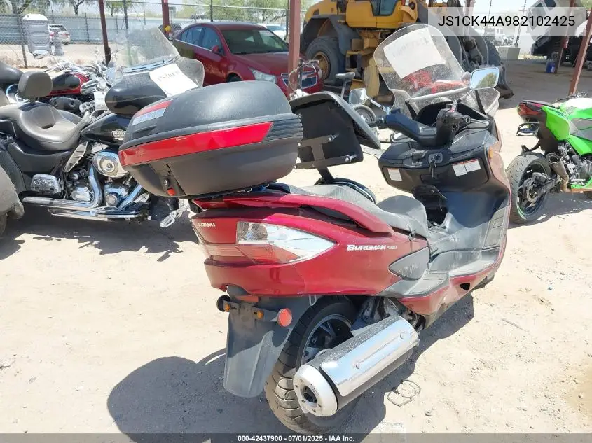2008 Suzuki An400 VIN: JS1CK44A982102425 Lot: 42437900