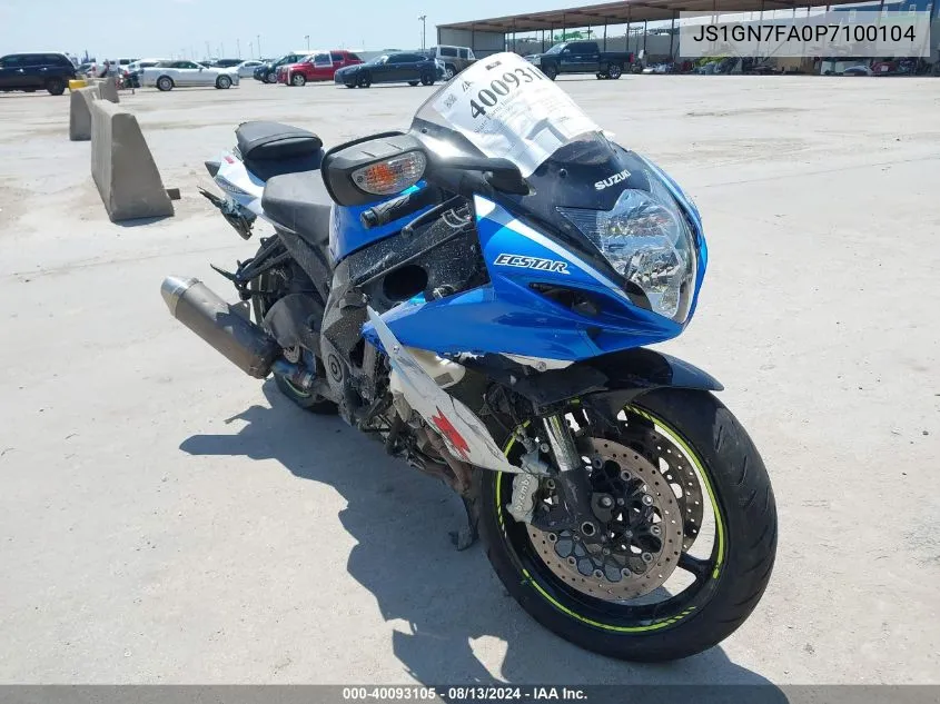2023 Suzuki Gsx-R600 VIN: JS1GN7FA0P7100104 Lot: 40093105