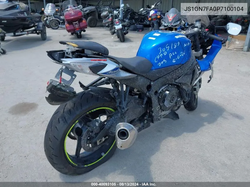 2023 Suzuki Gsx-R600 VIN: JS1GN7FA0P7100104 Lot: 40093105