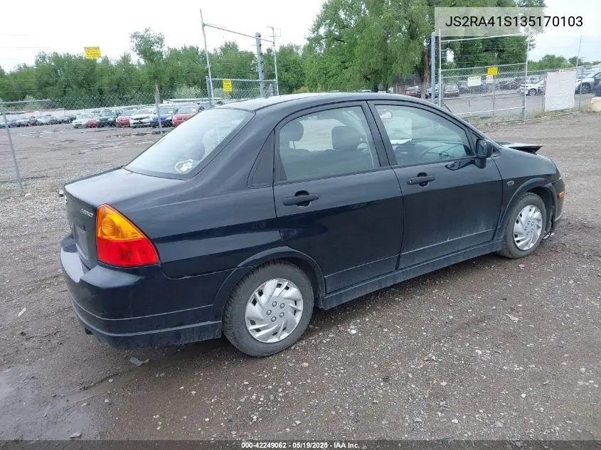 2003 Suzuki Aerio Gs/S VIN: JS2RA41S135170103 Lot: 42249062