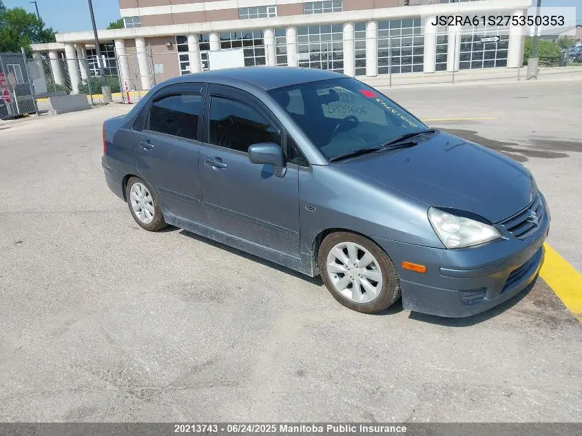 2007 Suzuki Aerio S VIN: JS2RA61S275350353 Lot: 20213743