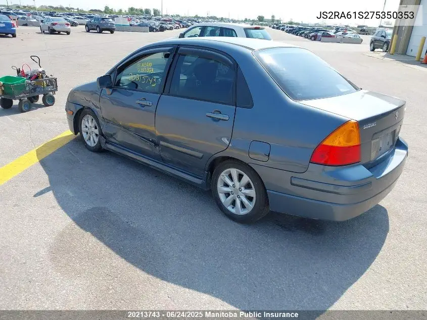 2007 Suzuki Aerio S VIN: JS2RA61S275350353 Lot: 20213743