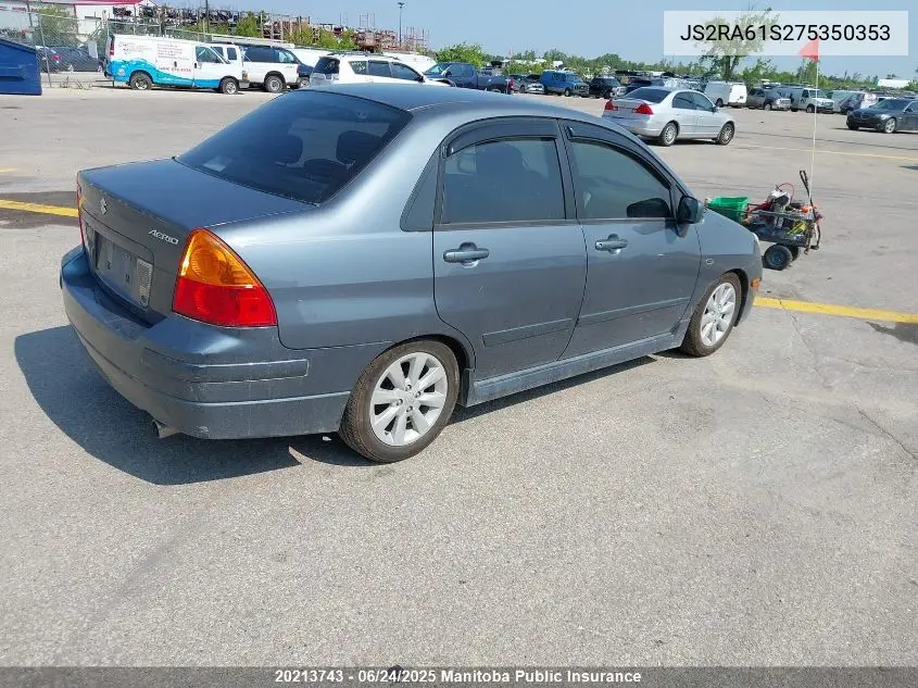 2007 Suzuki Aerio S VIN: JS2RA61S275350353 Lot: 20213743