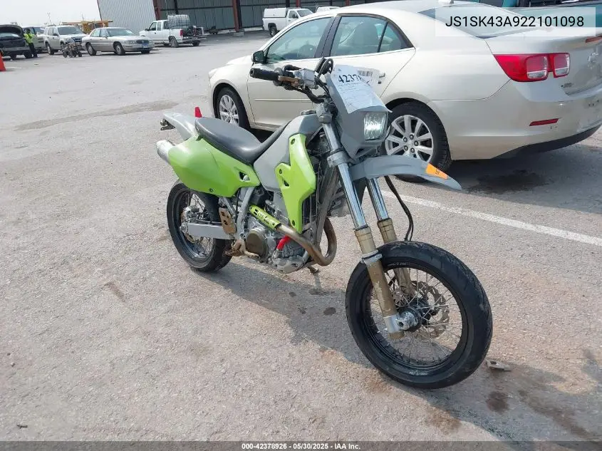 2002 Suzuki Dr-Z400 S VIN: JS1SK43A922101098 Lot: 42378926