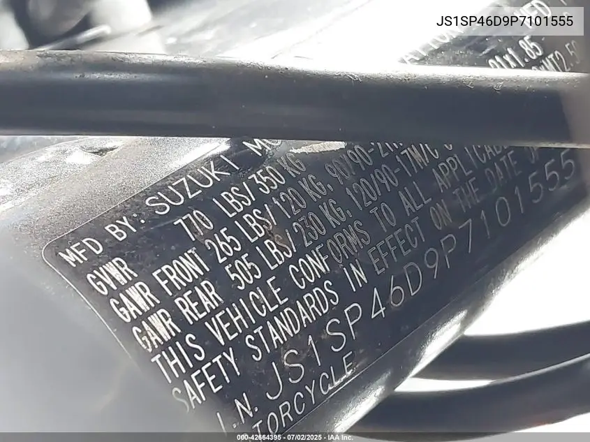 2023 Suzuki Dr650 Se VIN: JS1SP46D9P7101555 Lot: 42664395
