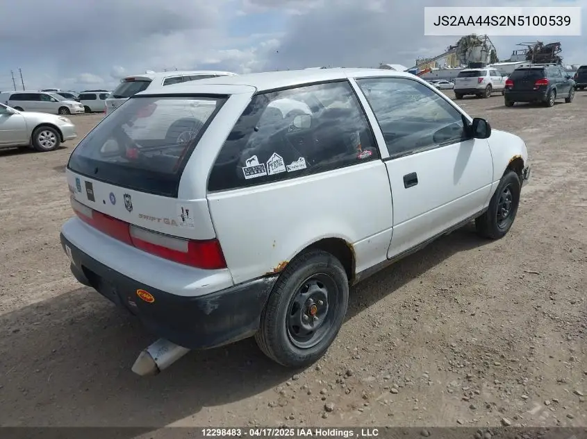 1992 Suzuki Swift Ga VIN: JS2AA44S2N5100539 Lot: 12298483