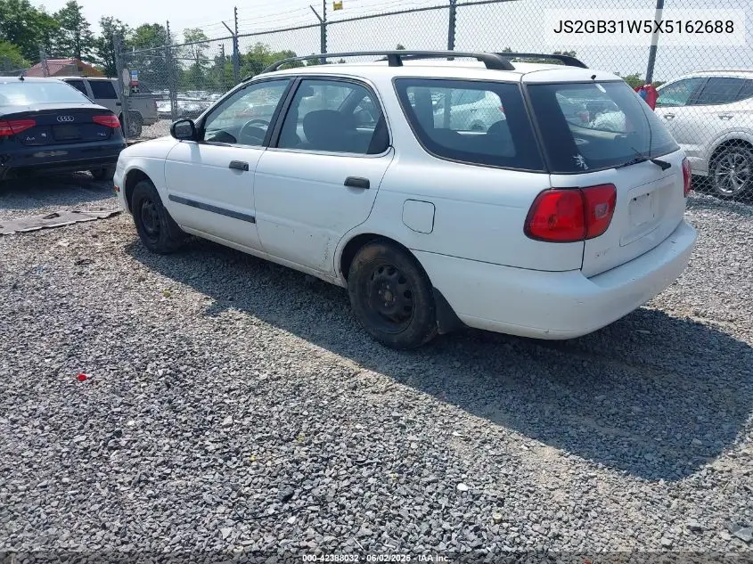 1999 Suzuki Esteem Gl/Glx/Glx+ VIN: JS2GB31W5X5162688 Lot: 42388032