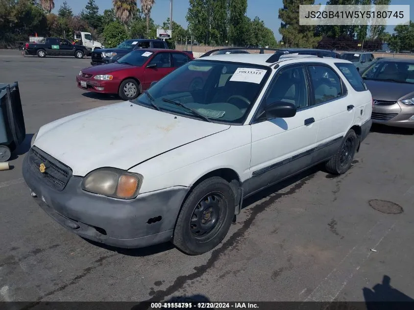 2000 Suzuki Esteem Gl/Glx/Glx+ VIN: JS2GB41W5Y5180745 Lot: 41154791