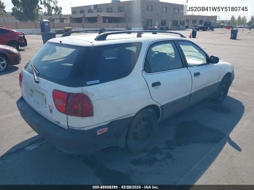 2000 Suzuki Esteem Gl/Glx/Glx+ VIN: JS2GB41W5Y5180745 Lot: 41154791