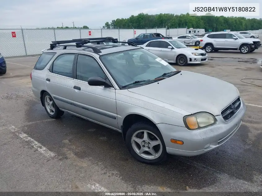 2000 Suzuki Esteem Gl/Glx/Glx+ VIN: JS2GB41W8Y5180822 Lot: 42208666