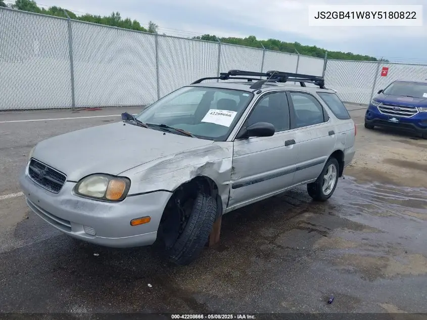 2000 Suzuki Esteem Gl/Glx/Glx+ VIN: JS2GB41W8Y5180822 Lot: 42208666