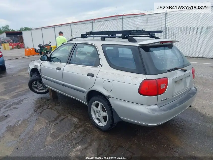 2000 Suzuki Esteem Gl/Glx/Glx+ VIN: JS2GB41W8Y5180822 Lot: 42208666