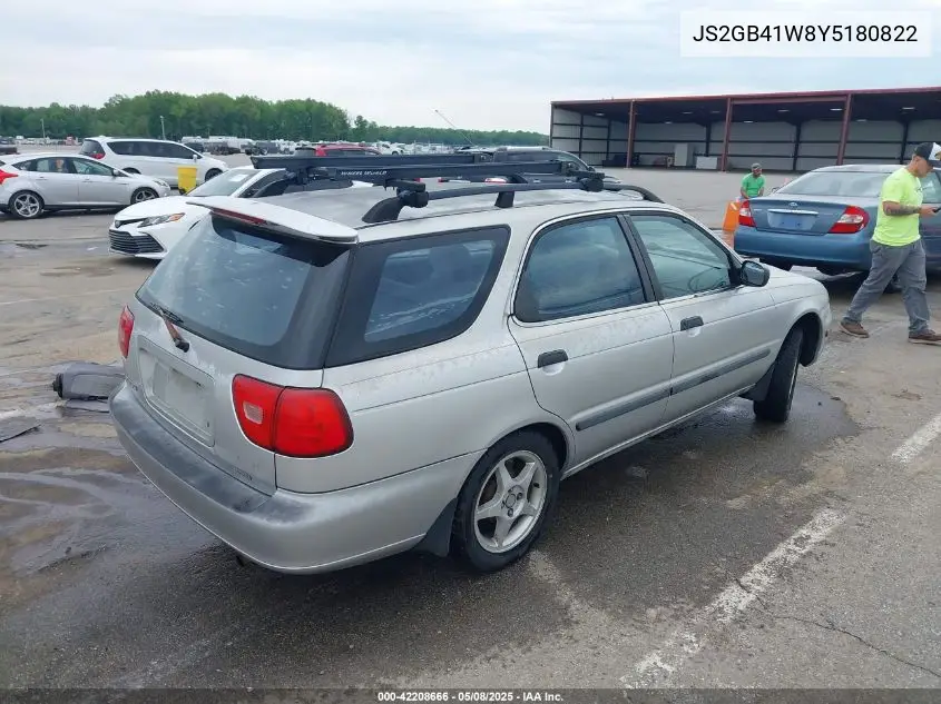 2000 Suzuki Esteem Gl/Glx/Glx+ VIN: JS2GB41W8Y5180822 Lot: 42208666