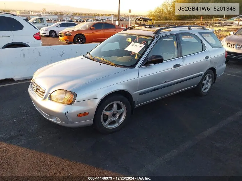 2001 Suzuki Esteem Gl/Glx/Glx+ VIN: JS2GB41W615201348 Lot: 41146979