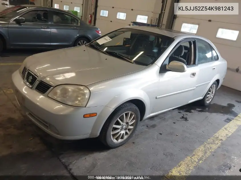 2004 Suzuki Forenza Ex VIN: KL5JJ52Z54K981243 Lot: 42788932