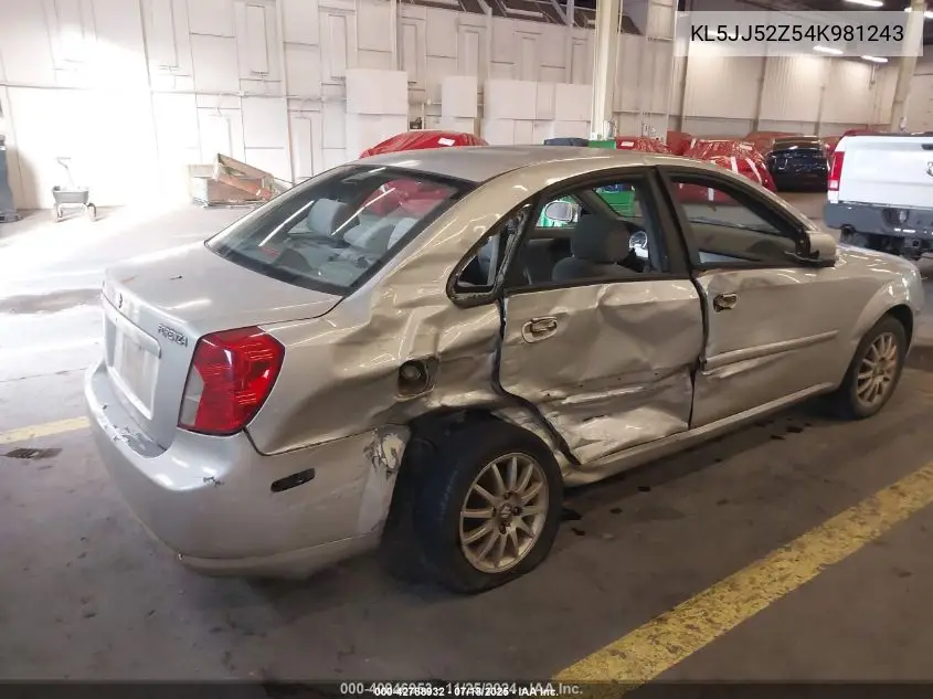 2004 Suzuki Forenza Ex VIN: KL5JJ52Z54K981243 Lot: 42788932