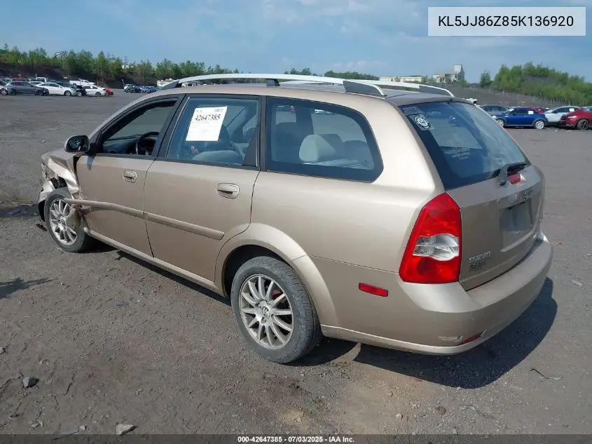 2005 Suzuki Forenza Ex/Lx VIN: KL5JJ86Z85K136920 Lot: 42647385