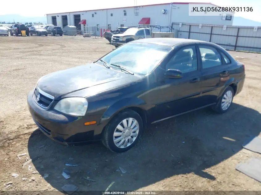 2008 Suzuki Forenza Convenience/Popular VIN: KL5JD56Z88K931136 Lot: 42639104