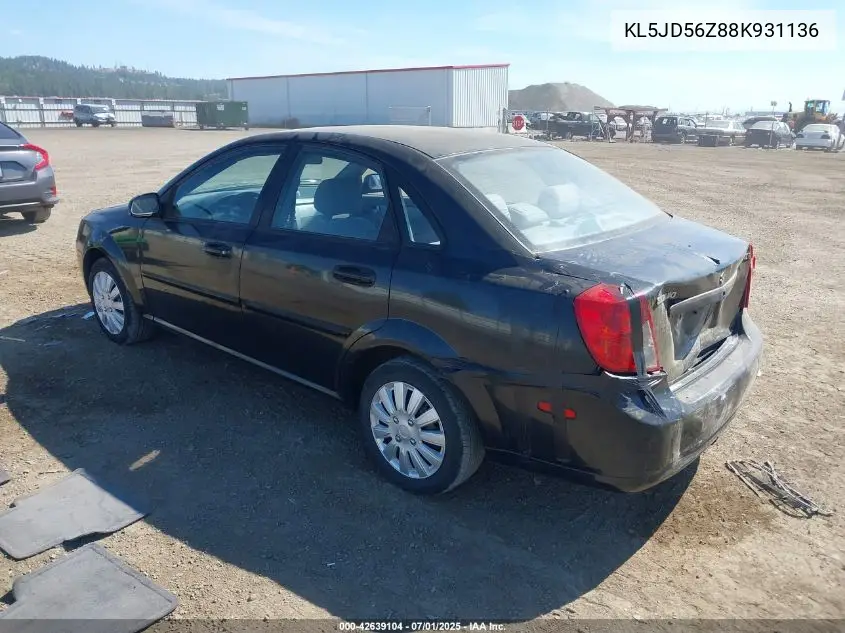 2008 Suzuki Forenza Convenience/Popular VIN: KL5JD56Z88K931136 Lot: 42639104