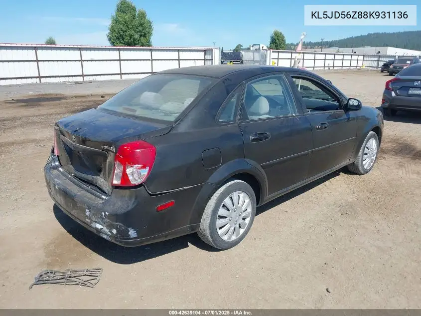 2008 Suzuki Forenza Convenience/Popular VIN: KL5JD56Z88K931136 Lot: 42639104