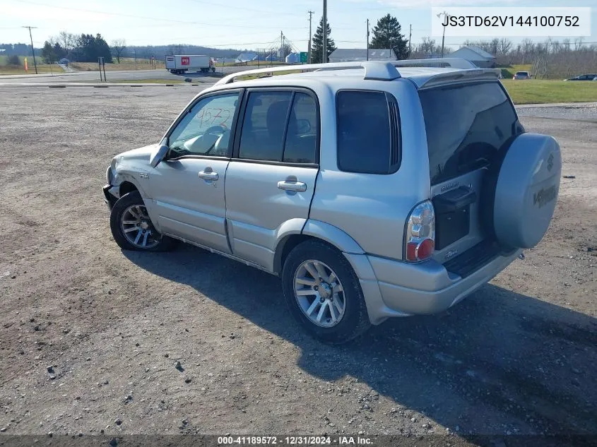 2004 Suzuki Grand Vitara Ex/Lx VIN: JS3TD62V144100752 Lot: 41189572