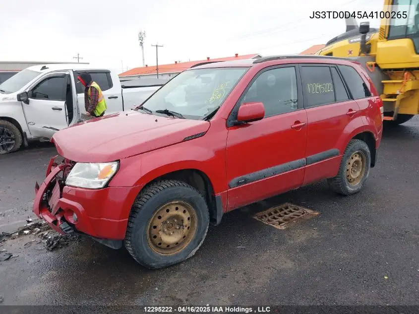 2010 Suzuki Grand Vitara Xsport VIN: JS3TD0D45A4100265 Lot: 12295222