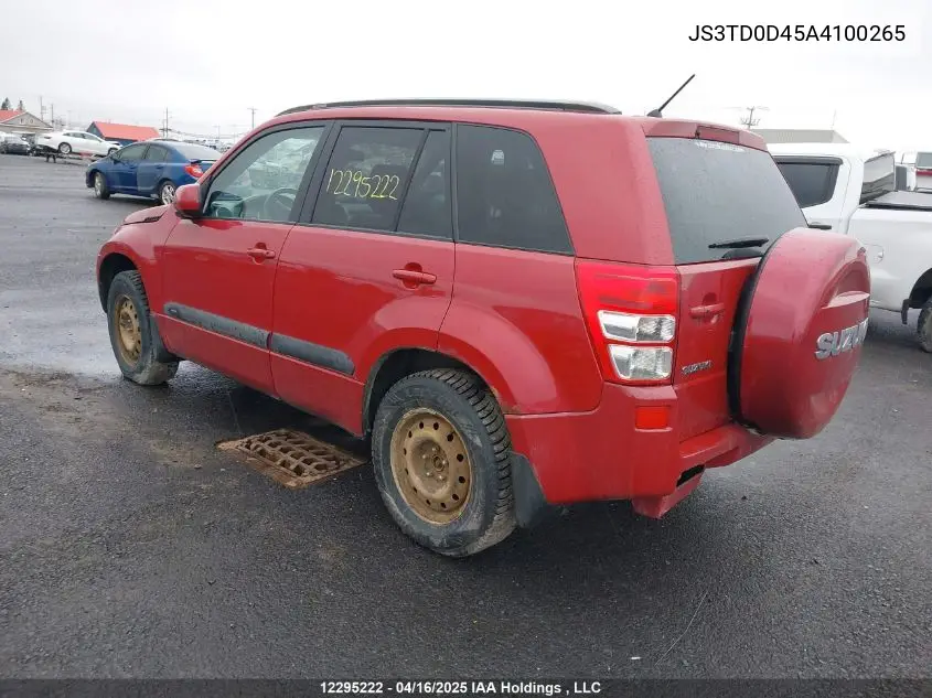 2010 Suzuki Grand Vitara Xsport VIN: JS3TD0D45A4100265 Lot: 12295222