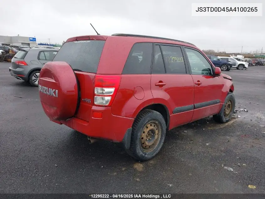 2010 Suzuki Grand Vitara Xsport VIN: JS3TD0D45A4100265 Lot: 12295222