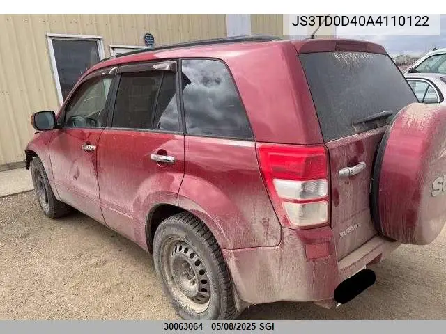 2010 Suzuki Grand Vitara Xsport VIN: JS3TD0D40A4110122 Lot: 30063064