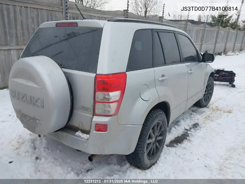 2011 Suzuki Grand Vitara Jlx VIN: JS3TD0D77B4100814 Lot: 12231212