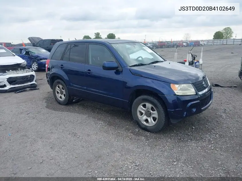 2011 Suzuki Grand Vitara Premium/Premium W/Alloy Wheels VIN: JS3TD0D20B4102649 Lot: 42031484