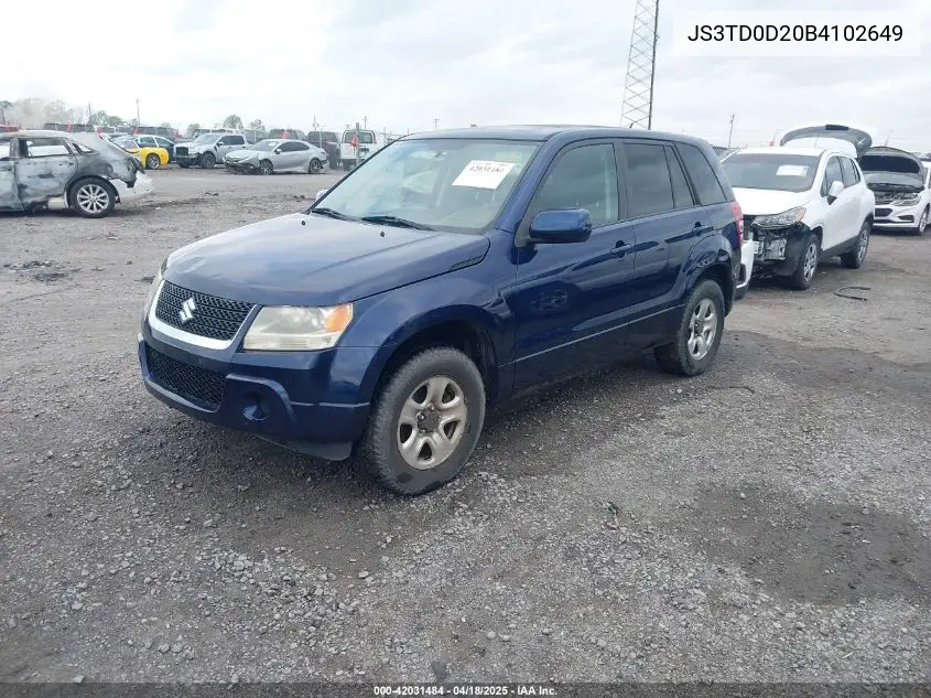 2011 Suzuki Grand Vitara Premium/Premium W/Alloy Wheels VIN: JS3TD0D20B4102649 Lot: 42031484
