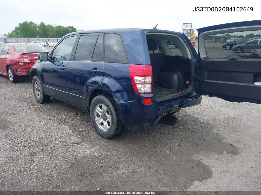 2011 Suzuki Grand Vitara Premium/Premium W/Alloy Wheels VIN: JS3TD0D20B4102649 Lot: 42031484