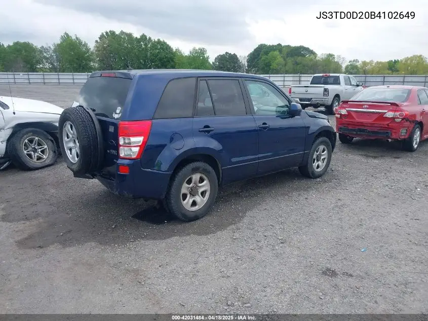 2011 Suzuki Grand Vitara Premium/Premium W/Alloy Wheels VIN: JS3TD0D20B4102649 Lot: 42031484