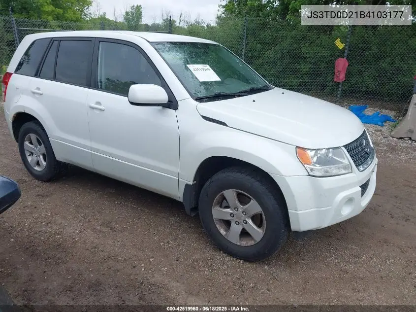 2011 Suzuki Grand Vitara VIN: JS3TD0D21B4103177 Lot: 42519960