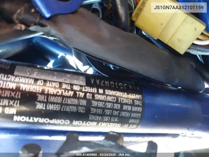 2001 Suzuki Gsf600 S VIN: JS1GN7AA312101159 Lot: 41400965