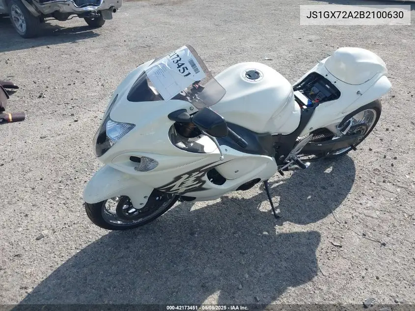 2011 Suzuki Gsx1300 R VIN: JS1GX72A2B2100630 Lot: 42173451