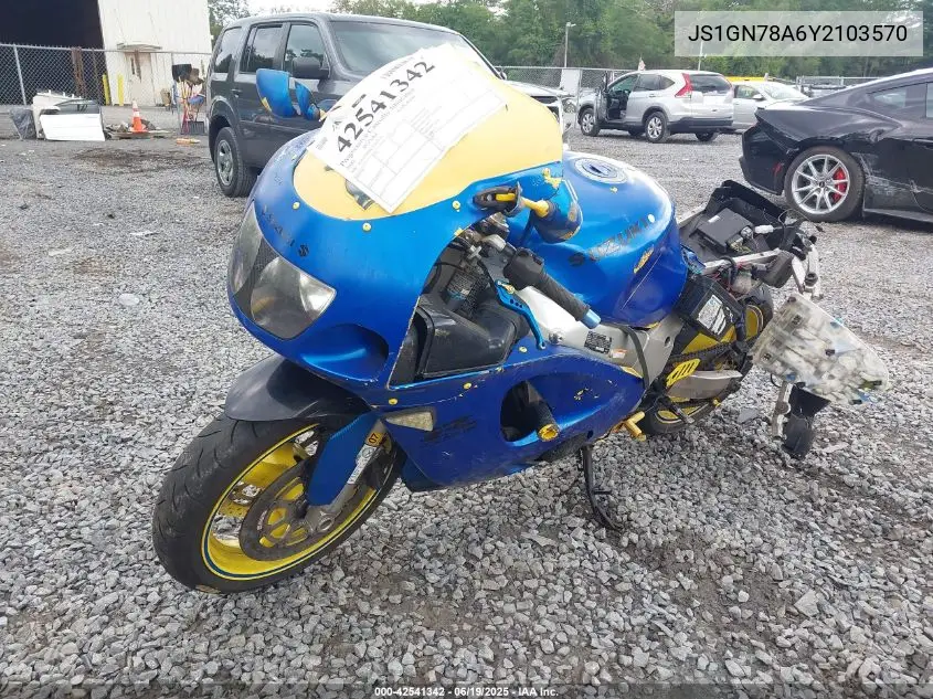 2000 Suzuki Gsx-R600 VIN: JS1GN78A6Y2103570 Lot: 42541342