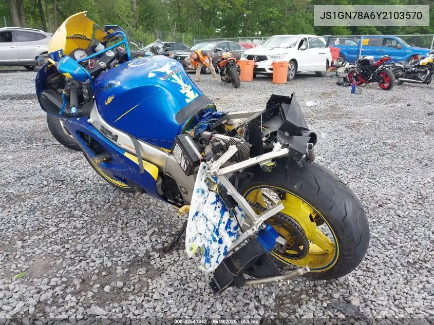 2000 Suzuki Gsx-R600 VIN: JS1GN78A6Y2103570 Lot: 42541342