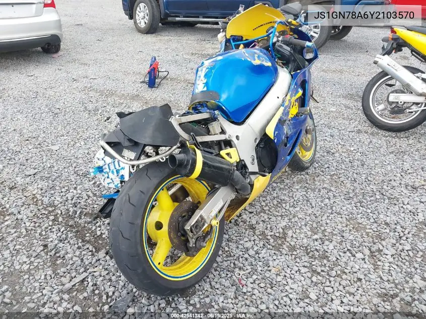 2000 Suzuki Gsx-R600 VIN: JS1GN78A6Y2103570 Lot: 42541342