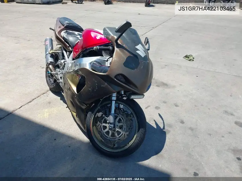 2002 Suzuki Gsx-R750 VIN: JS1GR7HA422103465 Lot: 42654135