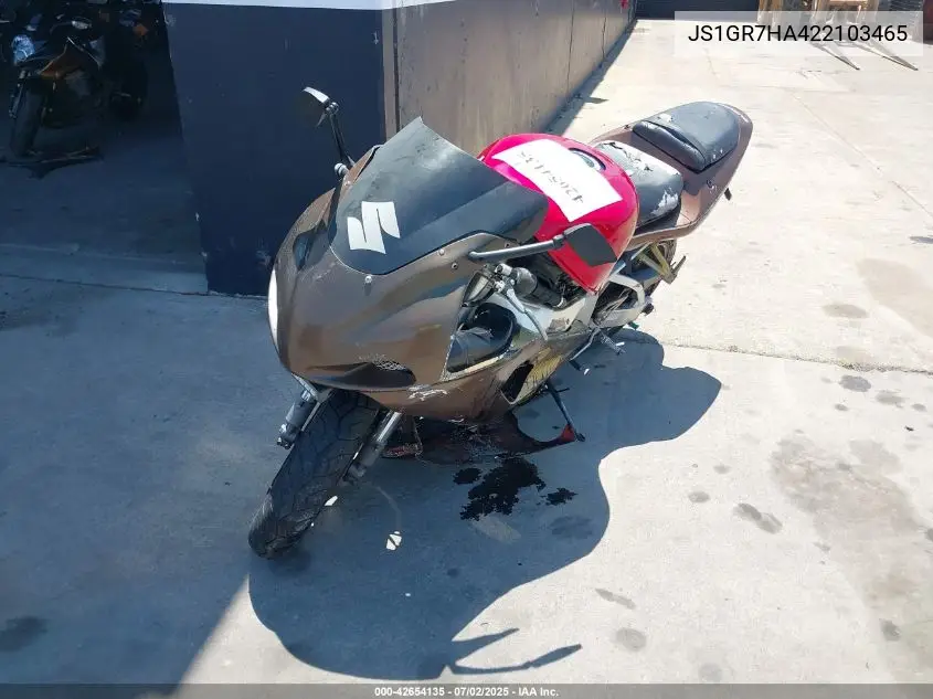2002 Suzuki Gsx-R750 VIN: JS1GR7HA422103465 Lot: 42654135