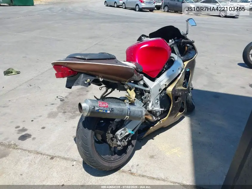 2002 Suzuki Gsx-R750 VIN: JS1GR7HA422103465 Lot: 42654135