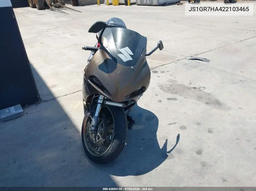 2002 Suzuki Gsx-R750 VIN: JS1GR7HA422103465 Lot: 42654135