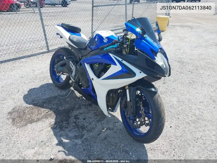 2006 Suzuki Gsx-R600 K6 VIN: JS1GN7DA062113840 Lot: 42595213